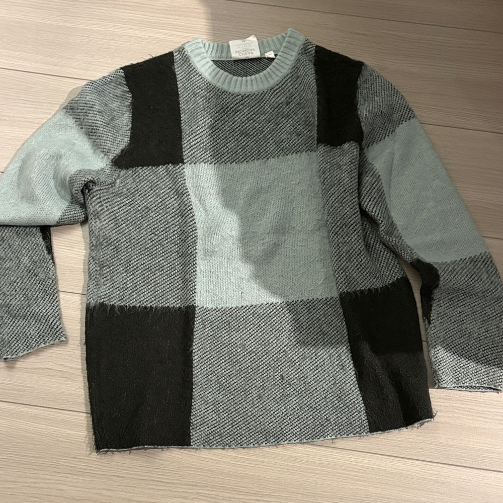 Cheap Monday Black and Light Gray Crewneck Sweater